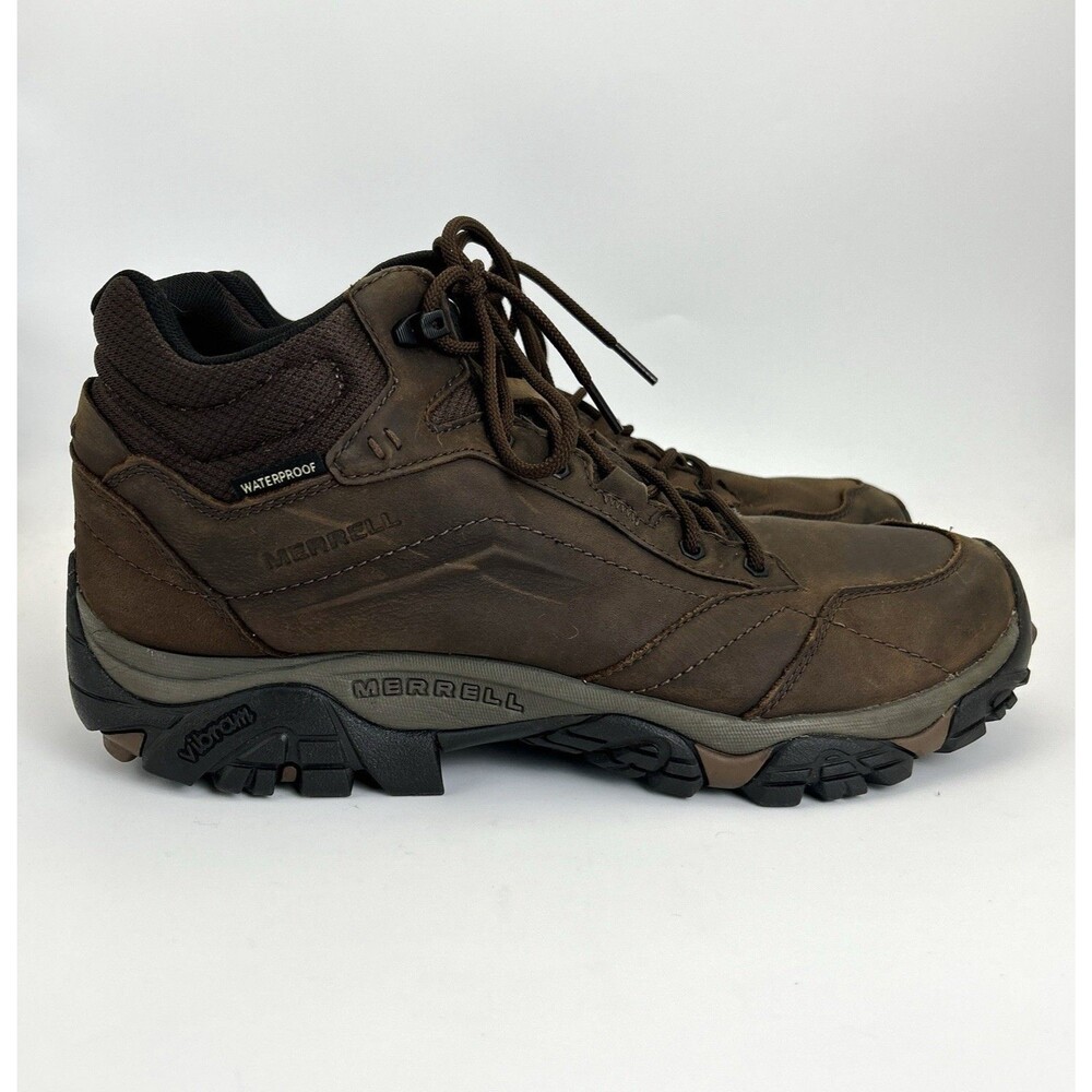Merrell Moab Adventure Mid WP Hiking Boots Mens Sz 12 Dark Brown Leather J91819